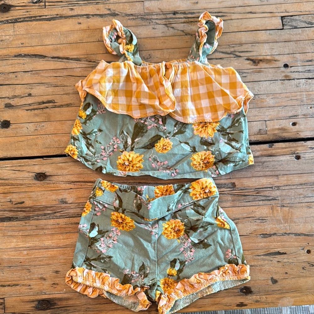 Bonnie Baby Green and Yellow Floral Shorts